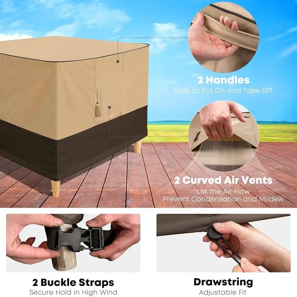 outdoor ottoman Cover Patio Gem 40x30x17 Brown Rectangle Waterproof New!